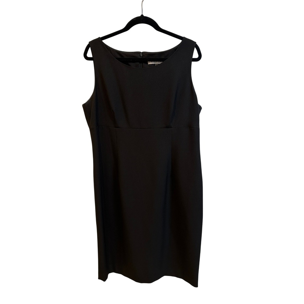 Kasper Womens Black Sleeveless Sheath Career Dress Sz 16 Round Neck Professional